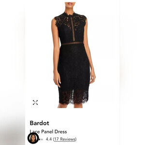 Bardot lace panel black dress, size X-small